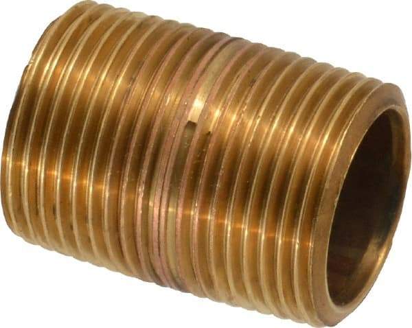 Merit Brass - 1-3/8" Long, 3/4" Pipe Threaded Brass Pipe Nipple - BSPT Thread, Red Brass - Eagle Tool & Supply