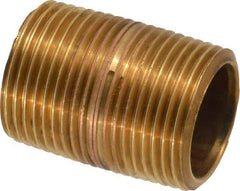 Merit Brass - 1-3/8" Long, 3/4" Pipe Threaded Brass Pipe Nipple - BSPT Thread, Red Brass - Eagle Tool & Supply