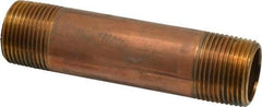 Merit Brass - 5" Long, 1" Pipe Threaded Brass Pipe Nipple - BSPT Thread, Red Brass - Eagle Tool & Supply