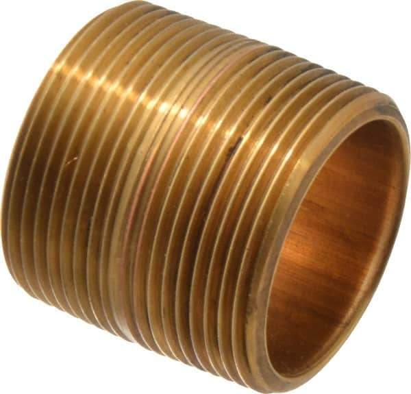 Merit Brass - 1-3/4" Long, 1-1/2" Pipe Threaded Brass Pipe Nipple - BSPT Thread, Red Brass - Eagle Tool & Supply