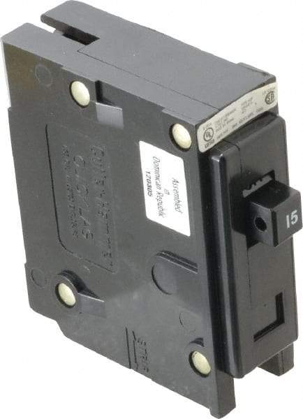 Eaton Cutler-Hammer - 15 Amp, 120/240 VAC, 24 VDC, 48 VDC, 80 VDC, 1 Pole, Plug In Miniature Circuit Breaker - Thermal Magnetic Trip, 14-4 AWG, 2-3/8 Inch Deep x 2-15/16 Inch High x 1 Inch Wide - Eagle Tool & Supply