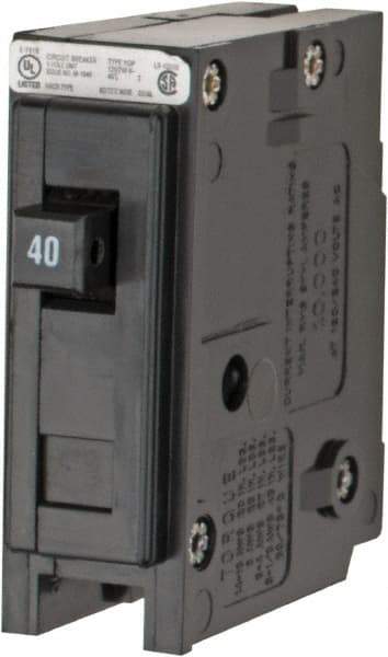 Eaton Cutler-Hammer - 40 Amp, 120/240 VAC, 24 VDC, 48 VDC, 80 VDC, 1 Pole, Plug In Miniature Circuit Breaker - Thermal Magnetic Trip, 14-4 AWG, 2-3/8 Inch Deep x 2-15/16 Inch High x 1 Inch Wide - Eagle Tool & Supply