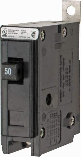 Eaton Cutler-Hammer - 50 Amp, 120/240 VAC, 24 VDC, 48 VDC, 80 VDC, 1 Pole, Bolt On Miniature Circuit Breaker - Thermal Magnetic Trip, 14-4 AWG, 2-3/8 Inch Deep x 2-15/16 Inch High x 1 Inch Wide - Eagle Tool & Supply