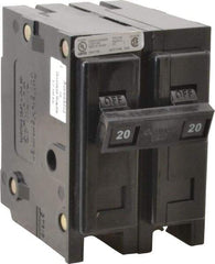 Eaton Cutler-Hammer - 20 Amp, 120/240 VAC, 24 VDC, 48 VDC, 80 VDC, 2 Pole, Plug In Miniature Circuit Breaker - Thermal Magnetic Trip, 10 kA Breaking Capacity, 14-4 AWG, 2-3/8 Inch Deep x 2-15/16 Inch High x 2 Inch Wide - Eagle Tool & Supply