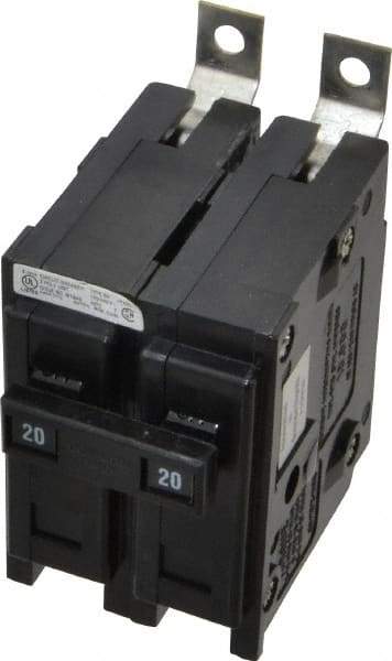 Eaton Cutler-Hammer - 20 Amp, 120/240 VAC, 2 Pole, Bolt On Miniature Circuit Breaker - Thermal Magnetic Trip, 14-4 AWG, 2-3/8 Inch Deep x 2-15/16 Inch High x 2 Inch Wide - Eagle Tool & Supply