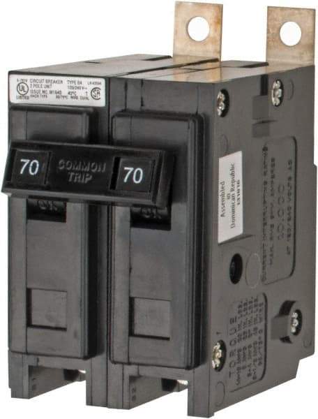 Eaton Cutler-Hammer - 70 Amp, 120/240 VAC, 24 VDC, 48 VDC, 80 VDC, 2 Pole, Bolt On Miniature Circuit Breaker - Thermal Magnetic Trip, 8-1/0 AWG, 2-3/8 Inch Deep x 2-15/16 Inch High x 2 Inch Wide - Eagle Tool & Supply