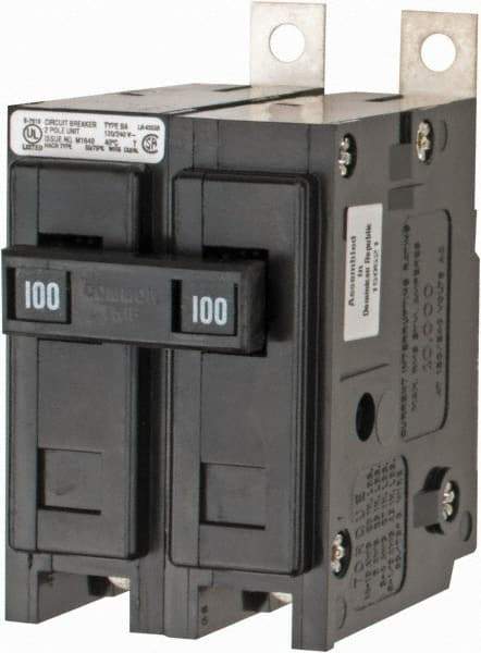 Eaton Cutler-Hammer - 100 Amp, 120/240 VAC, 24 VDC, 48 VDC, 80 VDC, 2 Pole, Bolt On Miniature Circuit Breaker - Thermal Magnetic Trip, 8-1/0 AWG, 2-3/8 Inch Deep x 2-15/16 Inch High x 2 Inch Wide - Eagle Tool & Supply