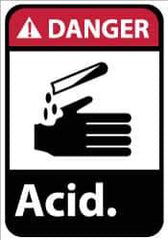 NMC - "Danger - Acid", 14" Long x 10" Wide, Pressure-Sensitive Vinyl Safety Sign - Rectangle, 0.004" Thick, Use for Hazardous Materials - Eagle Tool & Supply