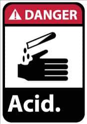 NMC - "Danger - Acid", 14" Long x 10" Wide, Aluminum Safety Sign - Rectangle, 0.04" Thick, Use for Hazardous Materials - Eagle Tool & Supply