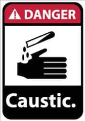 NMC - "Danger - Caustic", 14" Long x 10" Wide, Pressure-Sensitive Vinyl Safety Sign - Rectangle, 0.004" Thick, Use for Hazardous Materials - Eagle Tool & Supply