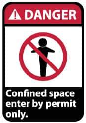 NMC - "Danger - Confined Space - Enter by Permit Only", 14" Long x 10" Wide, Rigid Plastic Safety Sign - Rectangle, 0.05" Thick, Use for Accident Prevention - Eagle Tool & Supply