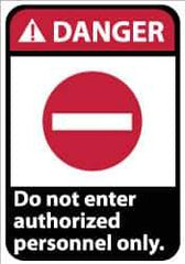 NMC - "Danger - Do Not Enter - Authorized Personnel Only", 14" Long x 10" Wide, Pressure-Sensitive Vinyl Safety Sign - Rectangle, 0.004" Thick, Use for Security & Admittance - Eagle Tool & Supply