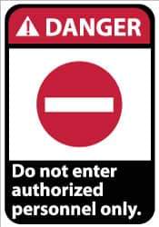 NMC - "Danger - Do Not Enter - Authorized Personnel Only", 14" Long x 10" Wide, Aluminum Safety Sign - Rectangle, 0.04" Thick, Use for Security & Admittance - Eagle Tool & Supply