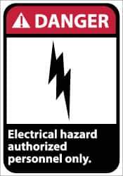 NMC - "Danger - Electrical Hazard - Authorized Personnel Only", 14" Long x 10" Wide, Pressure-Sensitive Vinyl Safety Sign - Rectangle, 0.004" Thick, Use for Accident Prevention - Eagle Tool & Supply