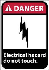 NMC - "Danger - Electrical Hazard - Do Not Touch", 14" Long x 10" Wide, Pressure-Sensitive Vinyl Safety Sign - Rectangle, 0.004" Thick, Use for Accident Prevention - Eagle Tool & Supply