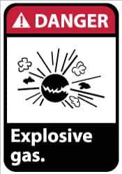 NMC - "Danger - Explosive Gas", 14" Long x 10" Wide, Rigid Plastic Safety Sign - Rectangle, 0.05" Thick, Use for Accident Prevention - Eagle Tool & Supply