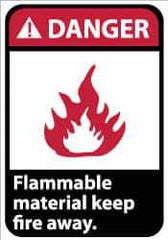 NMC - "Danger - Flammable Material - Keep Fire Away", 14" Long x 10" Wide, Pressure-Sensitive Vinyl Safety Sign - Rectangle, 0.004" Thick, Use for Hazardous Materials - Eagle Tool & Supply