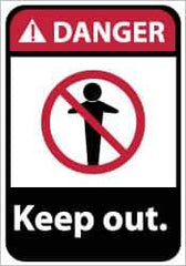 NMC - "Danger - Keep Out", 14" Long x 10" Wide, Pressure-Sensitive Vinyl Safety Sign - Rectangle, 0.004" Thick, Use for Accident Prevention - Eagle Tool & Supply