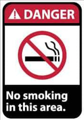 NMC - "Danger - No Smoking in This Area", 14" Long x 10" Wide, Aluminum Safety Sign - Rectangle, 0.04" Thick, Use for Accident Prevention - Eagle Tool & Supply