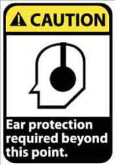 NMC - "Caution - Ear Protection Required Beyond This Point", 14" Long x 10" Wide, Pressure-Sensitive Vinyl Safety Sign - Rectangle, 0.004" Thick, Use for Accident Prevention - Eagle Tool & Supply