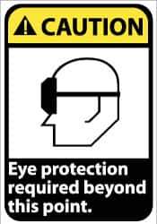 NMC - "Caution - Eye Protection Required Beyond This Point", 14" Long x 10" Wide, Pressure-Sensitive Vinyl Safety Sign - Rectangle, 0.004" Thick, Use for Accident Prevention - Eagle Tool & Supply