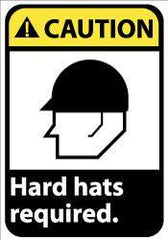 NMC - "Caution - Hard Hats Required", 14" Long x 10" Wide, Aluminum Safety Sign - Rectangle, 0.04" Thick, Use for Accident Prevention - Eagle Tool & Supply