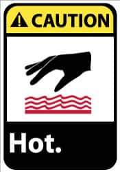 NMC - "Caution - Hot", 14" Long x 10" Wide, Aluminum Safety Sign - Rectangle, 0.04" Thick, Use for Hazardous Materials - Eagle Tool & Supply