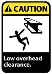 NMC - "Caution - Low Overhead Clearance", 14" Long x 10" Wide, Aluminum Safety Sign - Rectangle, 0.04" Thick, Use for Accident Prevention - Eagle Tool & Supply