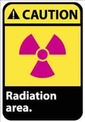 NMC - "Caution - Radiation Area", 14" Long x 10" Wide, Rigid Plastic Safety Sign - Rectangle, 0.05" Thick, Use for Accident Prevention - Eagle Tool & Supply