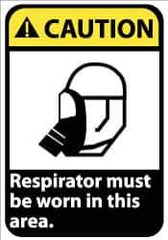 NMC - "Caution - Respirator Must Be Worn in This Area", 14" Long x 10" Wide, Rigid Plastic Safety Sign - Rectangle, 0.05" Thick, Use for Accident Prevention - Eagle Tool & Supply