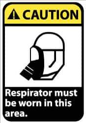 NMC - "Caution - Respirator Must Be Worn in This Area", 14" Long x 10" Wide, Aluminum Safety Sign - Rectangle, 0.04" Thick, Use for Accident Prevention - Eagle Tool & Supply