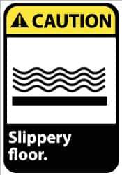 NMC - "Caution - Slippery Floor", 14" Long x 10" Wide, Rigid Plastic Safety Sign - Rectangle, 0.05" Thick, Use for Accident Prevention - Eagle Tool & Supply