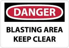 NMC - "Danger - Blasting Area - Keep Clear", 10" Long x 14" Wide, Fiberglass Safety Sign - Rectangle, 0.095" Thick, Use for Accident Prevention - Eagle Tool & Supply