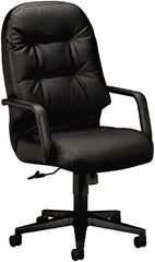 Hon - 25" High Pneumatic Height Adjustable Chair - 22" Wide x 18" Deep, Leather, Memory Foam Seat, Black - Eagle Tool & Supply