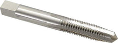 Interstate - 3/8-16 UNC 3B 4 Flute Bright Finish High Speed Steel Straight Flute Standard Hand Tap - Taper, Left Hand Thread, 2-15/16" OAL, 1-1/4" Thread Length, H3 Limit, Oversize - Eagle Tool & Supply