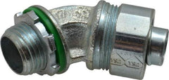 Cooper Crouse-Hinds - 1/2" Trade, Malleable Iron Threaded Angled Liquidtight Conduit Connector - Noninsulated - Eagle Tool & Supply