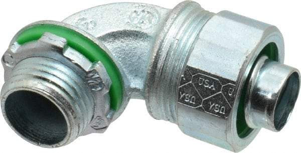 Cooper Crouse-Hinds - 1/2" Trade, Malleable Iron Threaded Angled Liquidtight Conduit Connector - Noninsulated - Eagle Tool & Supply