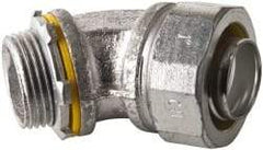 Cooper Crouse-Hinds - 1" Trade, Malleable Iron Threaded Angled Liquidtight Conduit Connector - Noninsulated - Eagle Tool & Supply