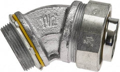 Cooper Crouse-Hinds - 1-1/2" Trade, Malleable Iron Threaded Angled Liquidtight Conduit Connector - Noninsulated - Eagle Tool & Supply