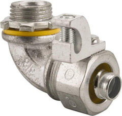 Cooper Crouse-Hinds - 3/8" Trade, Malleable Iron Threaded Angled Liquidtight Conduit Connector - Noninsulated - Eagle Tool & Supply