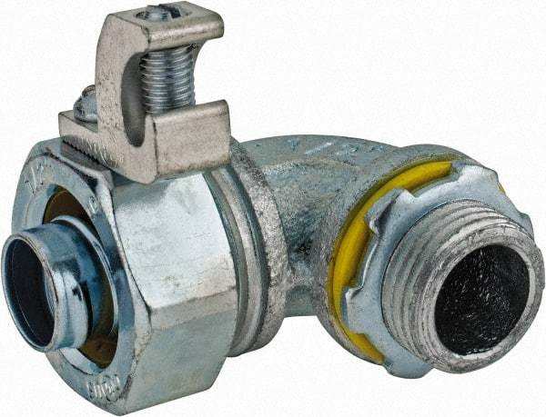 Cooper Crouse-Hinds - 1/2" Trade, Malleable Iron Threaded Angled Liquidtight Conduit Connector - Noninsulated - Eagle Tool & Supply