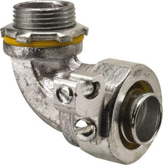 Cooper Crouse-Hinds - 3/4" Trade, Malleable Iron Threaded Angled Liquidtight Conduit Connector - Noninsulated - Eagle Tool & Supply