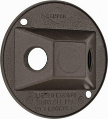 Cooper Crouse-Hinds - 2 Outlet, 1/2" Hole Diam, Powder Coat Finish, Round Noncorrosive Weatherproof Box Cover - 4-1/2" Wide x 9/16" High, Wet Locations, Aluminum, UL Listed - Eagle Tool & Supply