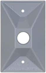 Cooper Crouse-Hinds - 1 Outlet, 1/2" Hole Diam, Powder Coat Finish, Rectangle Noncorrosive Weatherproof Box Cover - 4-1/2" Long x 2-3/4" Wide x 7/8" High, Wet Locations, Aluminum, UL Listed - Eagle Tool & Supply