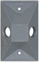 Cooper Crouse-Hinds - 2 Outlet, 1/2" Hole Diam, Powder Coat Finish, Rectangle Noncorrosive Weatherproof Box Cover - 4-5/8" Long x 2-7/8" Wide x 1-1/16" High, Wet Locations, Aluminum, UL Listed - Eagle Tool & Supply