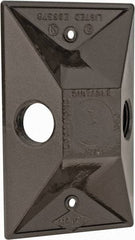 Cooper Crouse-Hinds - 2 Outlet, 1/2" Hole Diam, Powder Coat Finish, Rectangle Noncorrosive Weatherproof Box Cover - 4-5/8" Long x 2-7/8" Wide x 1-1/16" High, Wet Locations, Aluminum, UL Listed - Eagle Tool & Supply