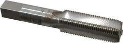 Interstate - 7/8-14 UNF 3B 4 Flute Bright Finish High Speed Steel Straight Flute Standard Hand Tap - Bottoming, Left Hand Thread, 4-11/16" OAL, 2-7/32" Thread Length, H4 Limit, Oversize - Exact Industrial Supply