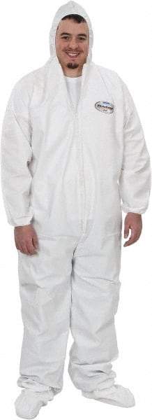 KleenGuard - Size 4XL Film Laminate General Purpose Coveralls - White, Zipper Closure, Elastic Cuffs, with Boots, Serged Seams - Eagle Tool & Supply
