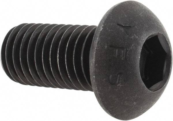 Value Collection - M12x1.75 Metric Coarse Hex Socket Drive, Button Screw - Grade 12.9 Alloy Steel, Black Oxide Finish, Fully Threaded, 25mm Length Under Head - Eagle Tool & Supply
