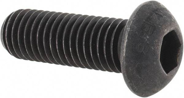 Value Collection - M12x1.75 Metric Coarse Hex Socket Drive, Button Screw - Grade 12.9 Alloy Steel, Black Oxide Finish, Fully Threaded, 35mm Length Under Head - Eagle Tool & Supply